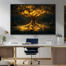 Golden Tree of Life Canvas Wall Art Print - Majestic Glowing