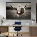 Texas Longhorn Cow Canvas Wall Art Print - Large Rustic