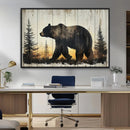 Vintage Bear Wall Art Canvas Print for Farmhouse - Mountain