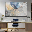 Large Abstract Blue and Gold Canvas Wall Art | Fluid Ink