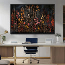 Dark Floral Canvas Wall Art - Moody Botanical Flower Print -