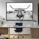 Highland Cow Wall Art Canvas Print – Black and White Western