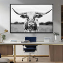 Highland Cow Wall Art Canvas Print – Black and White Western