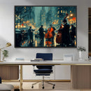 Urban Night Jazz Wall Art Canvas Print – Moody Rain-Soaked