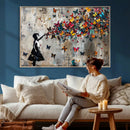Butterfly Girl Wall Art – Vibrant Street Style Canvas Print,