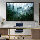 Misty Forest Wall Art Canvas Print – Framed Foggy Mountain