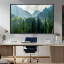 Misty Forest Mountain Wall Art Canvas Print – Framed Serene
