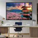 Mount Fuji Cherry Blossom Wall Art Canvas Print – Framed