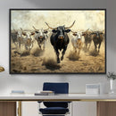 Texas Longhorn Wall Art – Framed Charging Cattle Canvas by MyGreatCanvas | Canvas Wall Art Prints | Photo Prints & Wall Decor
