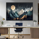 Moonlit Mountain Wall Art Canvas Print – Silhouetted Pines