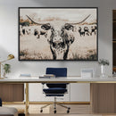 Texas Longhorn Wall Art Canvas Print – Framed Speckled Bull