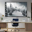Snowy Pines Wall Art Canvas Print – Framed Ski Lift Winter