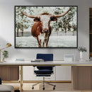 Texas Longhorn Wall Art Canvas Print – Framed Spotted Bull