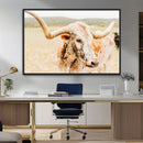 Texas Longhorn Wall Art Canvas Print – Framed Spotted Cow