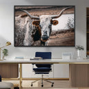 Texas Longhorn Wall Art Canvas Print – Framed Spotted Bull