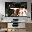 Texas Longhorn Wall Art Canvas Print – Framed Spotted Bull