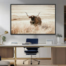 Texas Longhorn Wall Art Canvas Print – Framed Brown Horned