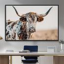 Texas Longhorn Wall Art – Framed Speckled Cow Canvas by MyGreatCanvas | Canvas Wall Art Prints | Photo Prints & Wall Decor