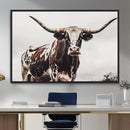 Texas Longhorn Wall Art Canvas Print – Framed Spotted Bull by MyGreatCanvas | Canvas Wall Art Prints | Photo Prints & Wall Decor