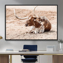 Texas Longhorn Wall Art Canvas Print – Framed Resting Bull by MyGreatCanvas | Canvas Wall Art Prints | Photo Prints & Wall Decor