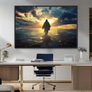 Jesus Walks Wall Art Canvas Print – Framed Divine Sunset by MyGreatCanvas | Canvas Wall Art Prints | Photo Prints & Wall Decor