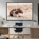 Texas Longhorn Wall Art Canvas Print – Framed Resting Bull by MyGreatCanvas | Canvas Wall Art Prints | Photo Prints & Wall Decor