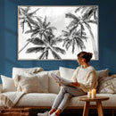 Black and White Palm Wall Art Canvas Print – Framed