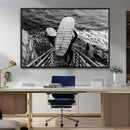 Black and White Surfing Wall Art Canvas Print – Framed by MyGreatCanvas | Canvas Wall Art Prints | Photo Prints & Wall Decor