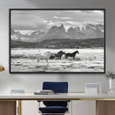 Wild Horses Wall Art – Framed Black White Mountain Canvas by MyGreatCanvas | Canvas Wall Art Prints | Photo Prints & Wall Decor
