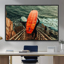 Surfer Stairway Wall Art – Framed Ocean Surf Canvas Artwork, by MyGreatCanvas | Canvas Wall Art Prints | Photo Prints & Wall Decor