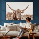 Longhorn Cow Wall Art Canvas Print – Framed Texas Ranch