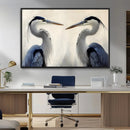 Blue Heron Pair Wall Art Canvas Print – Framed Coastal Bird