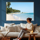Palm Tree Coast Wall Art Canvas Print – Framed Island Getaway with Crystal Blue Water Scenic Artwork for Home, Office by MyGreatCanvas | Canvas Wall Art Prints | Photo Prints & Wall Decor