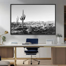 Saguaro Cactus Wall Art Canvas Print – Framed Monochrome