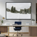 Frosty Pines Wall Art Canvas Print – Framed Silent Snowfall