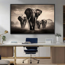 Elephant Family Wall Art Canvas Print, Framed Elephant Wall