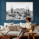 Black White Arizona Desert Canvas Wall Art Cactus Farmhouse