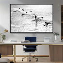 Black White Surfers Wall Art Canvas Print – Riding Gentle by MyGreatCanvas | Canvas Wall Art Prints | Photo Prints & Wall Decor