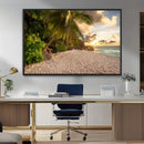 Tropical beach sunset, palm trees, white sand, ocean waves, by MyGreatCanvas | Canvas Wall Art Prints | Photo Prints & Wall Decor