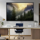 Misty Forest Sunrise Mountain Valley Pine Trees Foggy by MyGreatCanvas | Canvas Wall Art Prints | Photo Prints & Wall Decor