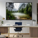 Misty Lake Forest Green Trees Calm Water Reflection Mountain by MyGreatCanvas | Canvas Wall Art Prints | Photo Prints & Wall Decor