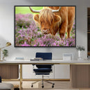 Highland Cow Wall Art Canvas Print – Framed Purple Flowers by MyGreatCanvas | Canvas Wall Art Prints | Photo Prints & Wall Decor