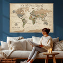Personalized Custom World Map Wall Art Canvas Print – Travel