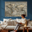 Personalized World Map Wall Art Canvas Print – Custom Push