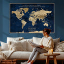 Custom Push Pin World Map Wall Art Canvas Print –