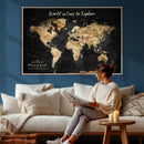 Personalized World Map Print | Customize Map with Push Pin
