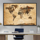 Push Pin World Map Canvas Print – Travel Tracker Wall Art