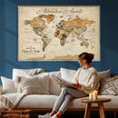 Vintage Custom Push Pin Map Print – Custom Adventure Travel