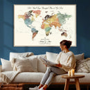 Detailed Custom World Map Print – Framed Custom Push Pin