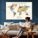 Detailed Custom World Map Print – Framed Custom Push Pin